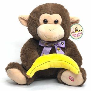 Hug Fun Brown 13" MONKEY Plush Says Peek-A-Boo
